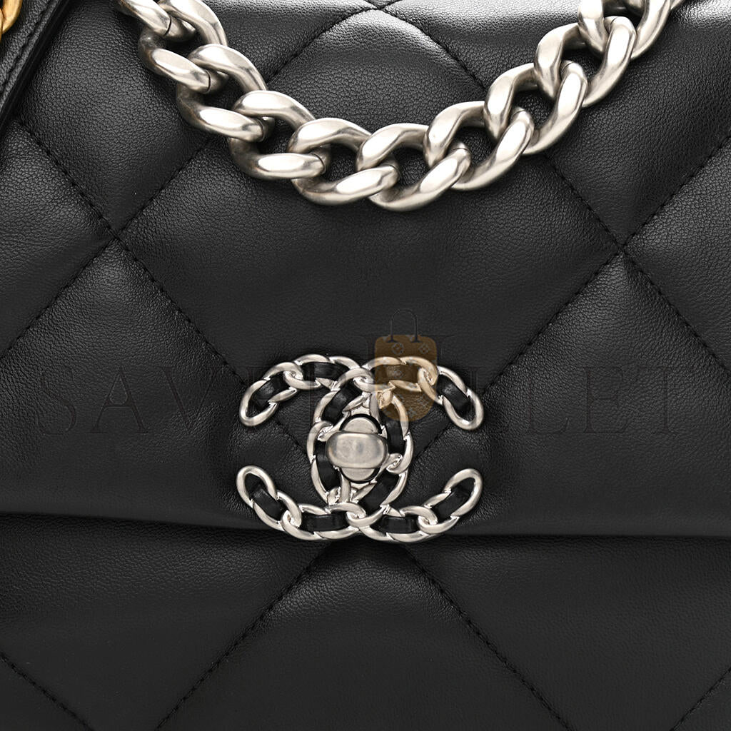 シャネル マスターラムスキン キルティング 19 フラップ ブラック (30*20*10cm)