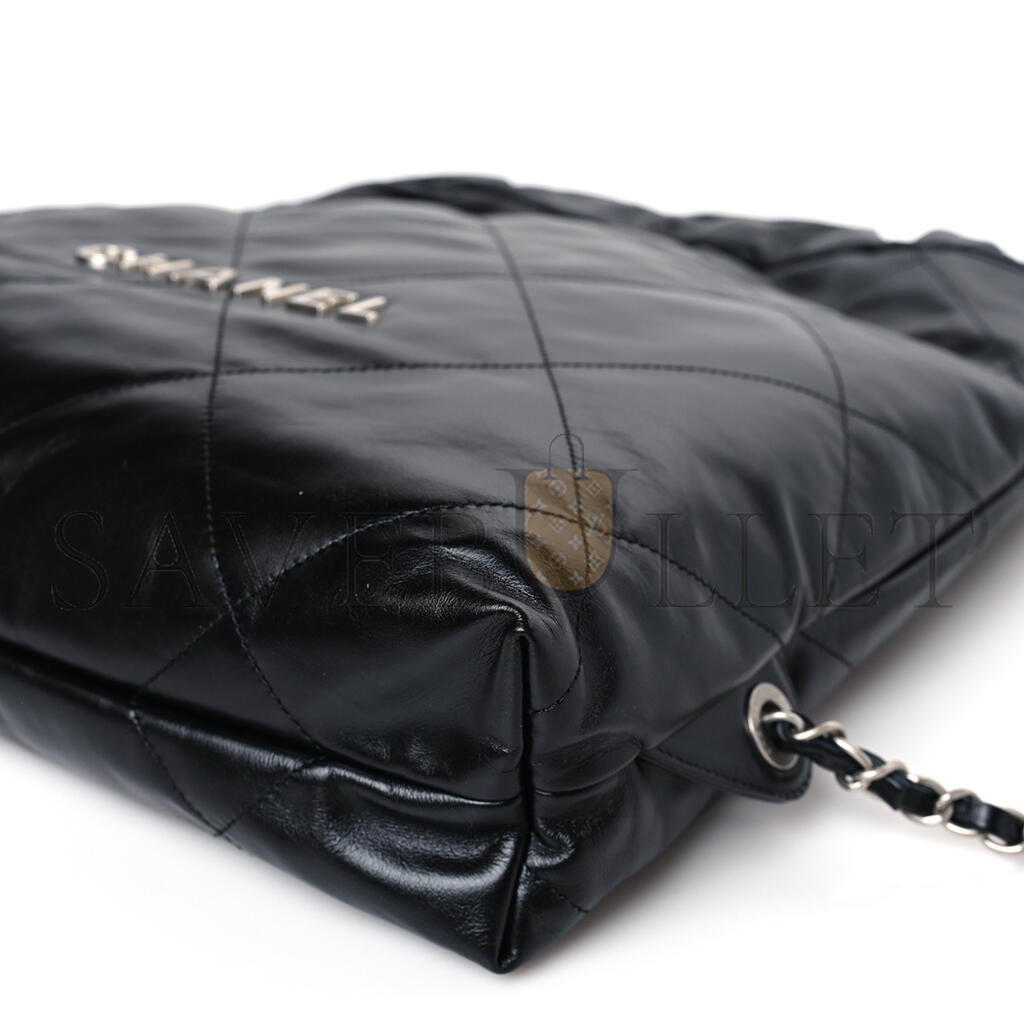 シャネル マスター シャイニーカーフスキン キルティング シャネル 22 バックパック ブラック (34×29×10.5cm)