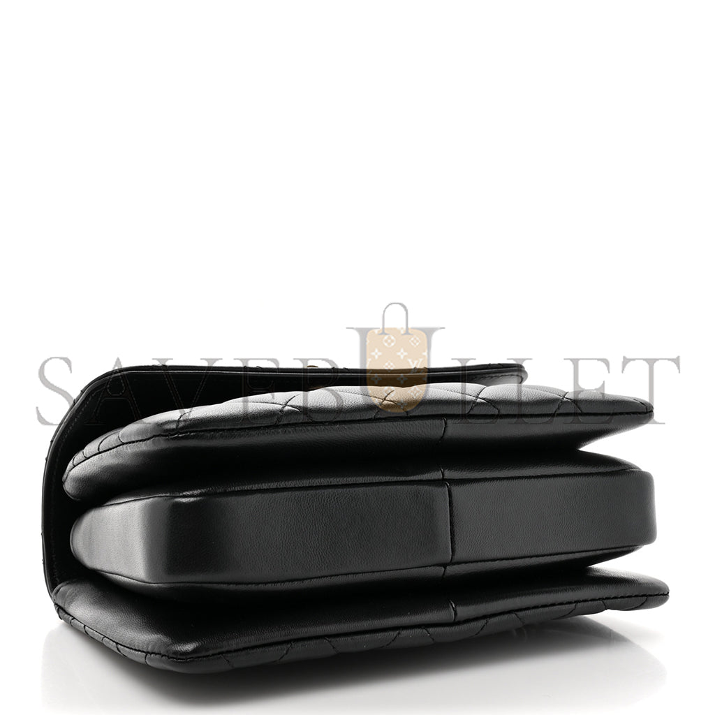 シャネル マスターラムスキン キルティング ミニ トレンディ CC デュアルハンドル フラップバッグ ブラック�(20*14*6cm)