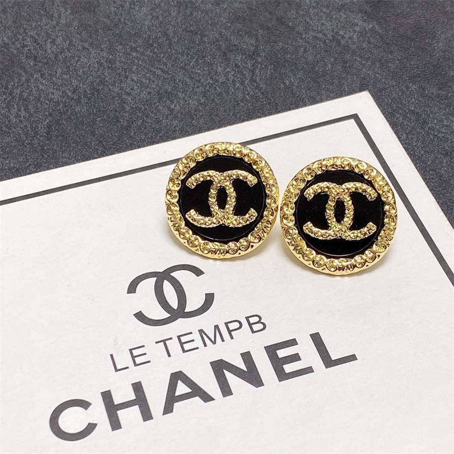 シャネル ミディアム ヴィンテージ ブラック ダブルC レター イヤリング