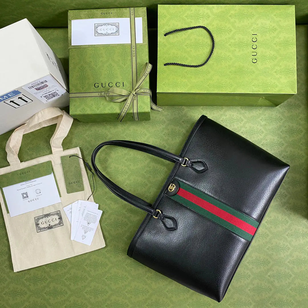 OPHIDIA ミディアム トートバッグ(ブラックレザー)