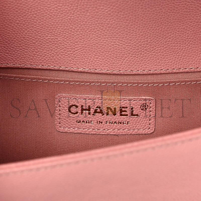 シャネル キャビア ミディアム キルティング ボーイ フラップ ピンク A01112 (25*15*8cm)