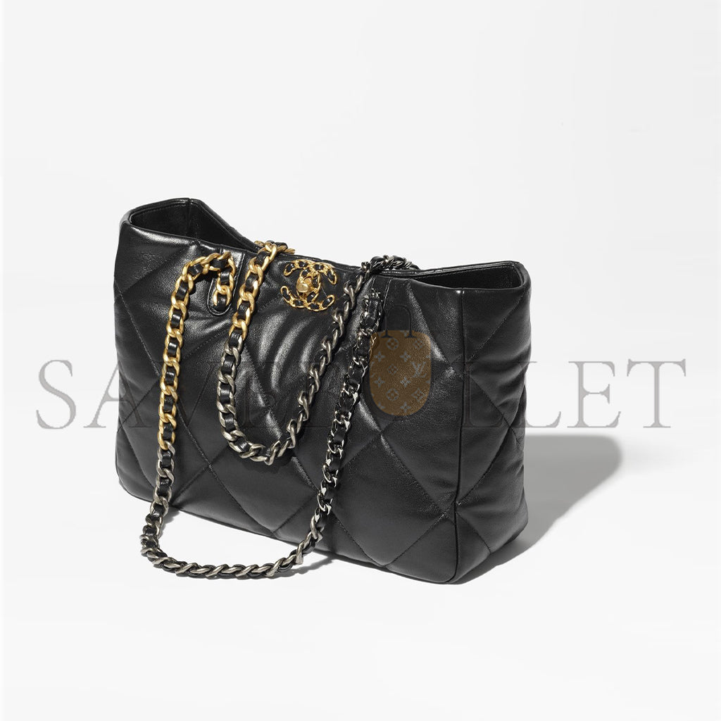 シャネル マスター ラムスキン キルティング 19 バッグ ショッピングバッグ ブラック AS3660 (41*24*10.5cm)