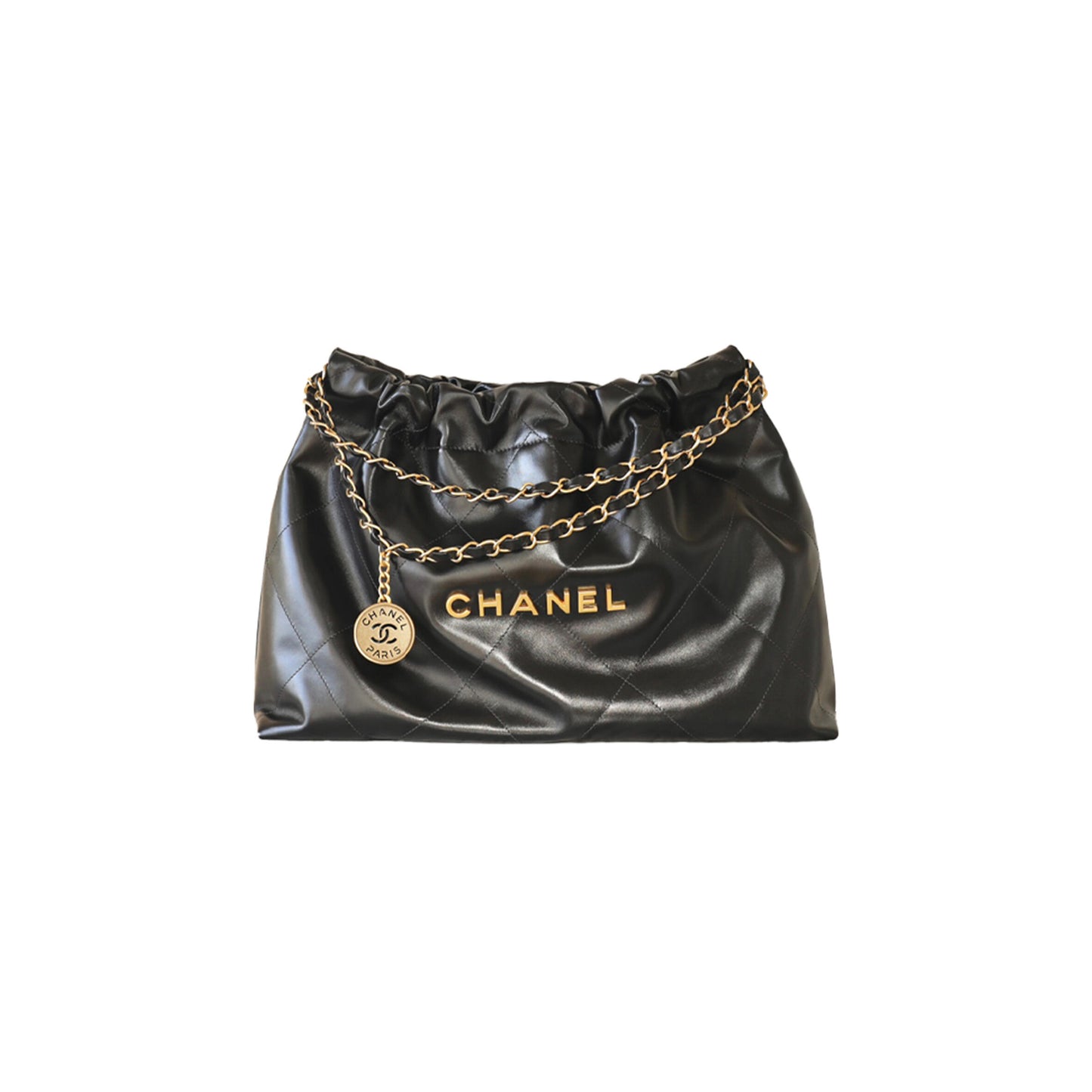 シャネル マスター 24C 22 バッグ ハンドバッグ ブラック シャイニーカーフスキン AS4486 (45*30*8cm)