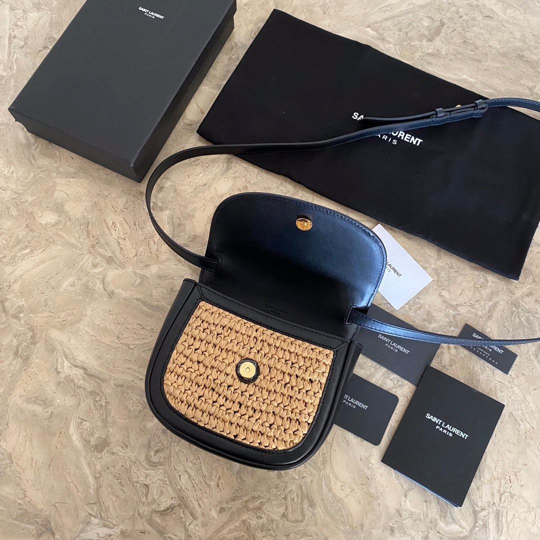 カイア ラフィア&レザー スモールサッチェル