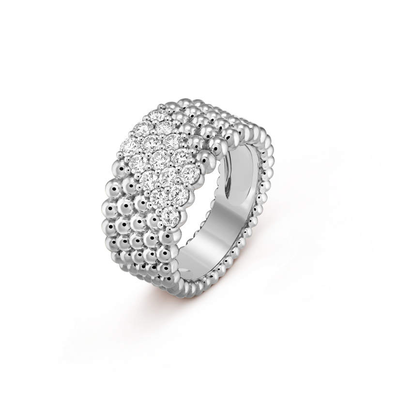 ヴァン クリーフ&アーペルの新作、5列のダイヤモンドインレイデザインが特徴のペルレ ダイヤモンド リング