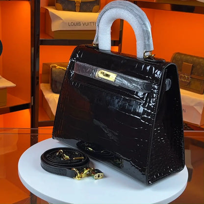 エルメス ケリーセリエ 28 ブルー バルティック シャイニーポロサス クロコダイル ゴールド金具