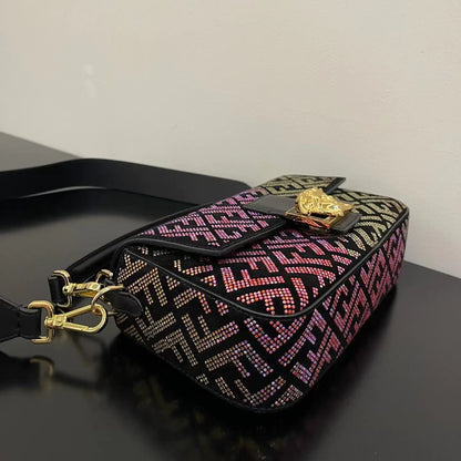 フェンディ x ヴェルサーチ レザー バゲットバッグ