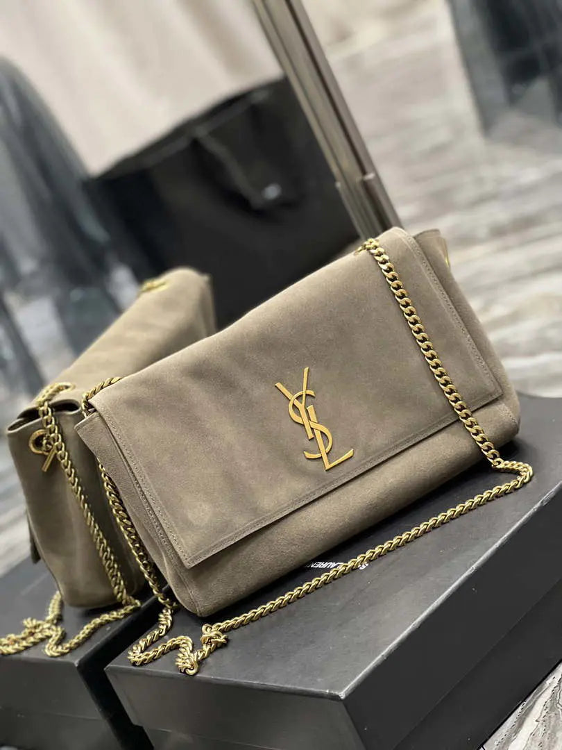 YSL 553804 サンローラン リバーシブル ミディアム ケイト スエード ダークグリーン