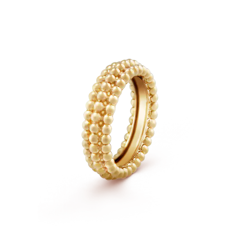ヴァン クリーフ＆アーペルの新作、3列のビーズデザインが特徴のペルレ ゴールド リング