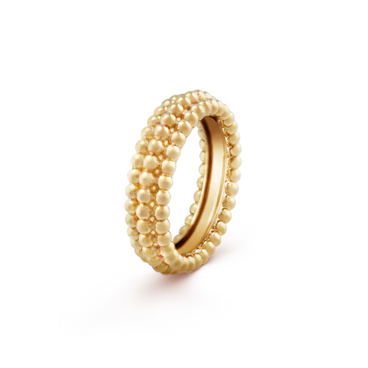 ヴァン クリーフ＆アーペルの新作、3列のビーズデザインが特徴のペルレ ゴールド リング