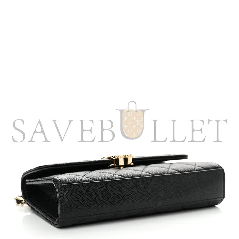 シャネル マスター キャビア キルティングチェーン トップハンドル チェーン付き ブラック (18×10×4cm)