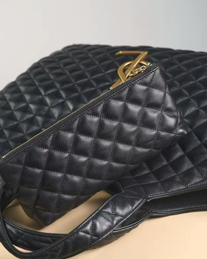 サンローラン ラムスキン キルティング マキシ イケア ショッピングトート ブラック