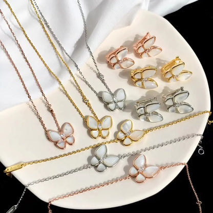 ヴァン クリーフ＆アーペル ホワイト フリティラリー バタフライ ブレスレット イヤリング