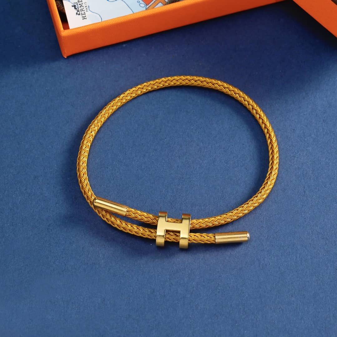 高品質エルメス 調節可能なHロープブレスレット