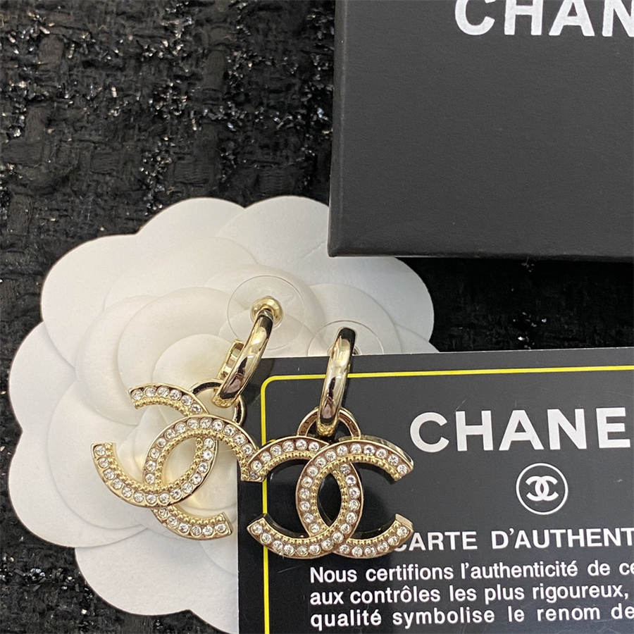 シャネル フルダイヤモンド ダブルC イヤリング