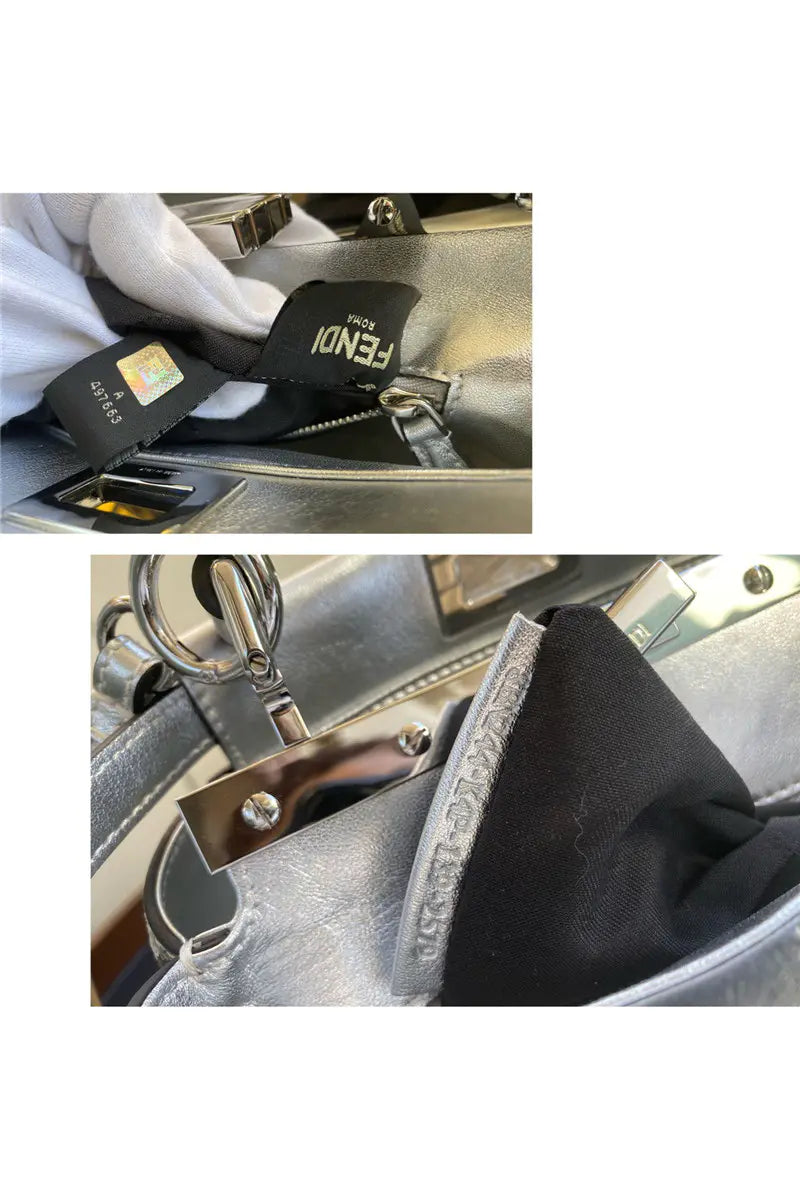 フェンディ ピーカブー ミニ シルバー ショルダーバッグ