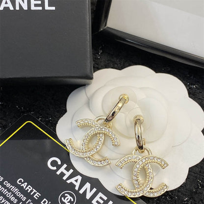シャネル フルダイヤモンド ダブルC イヤリング