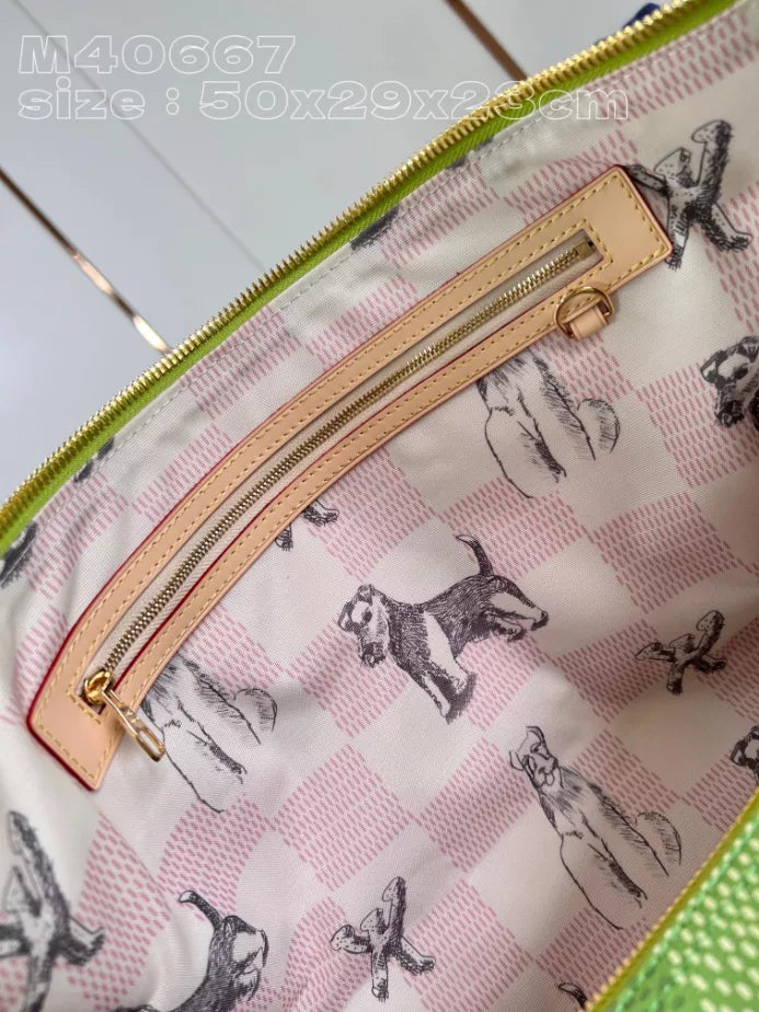 キーポル バンドリエール 50 バッグ グリーン ダミエ ゴルフ コーティングキャンバス M40667 – LW372