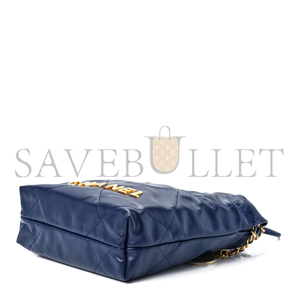 シャネル マスターシャイニーカーフスキン キルティング ミニ シャネル 22 ネイビーブルー (20*19*6cm)