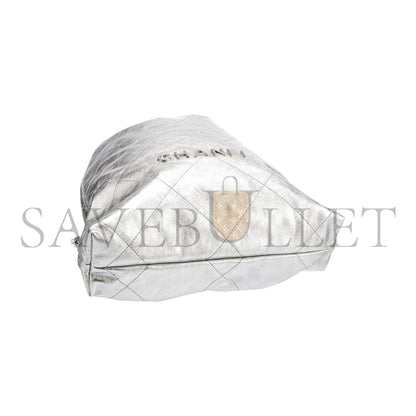 シャネル マスター メタリックカーフスキン キルティング シャネル 22 バックパック シルバー (34×29×10.5cm)