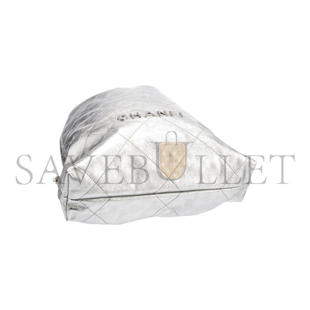 シャネル マスター メタリックカーフスキン キルティング シャネル 22 バックパック シルバー (34×29×10.5cm)