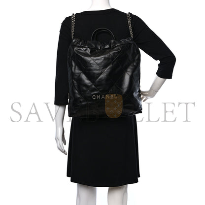シャネル マスター シャイニーカーフスキン キルティング シャネル 22 バックパック ブラック (34×29×10.5cm)