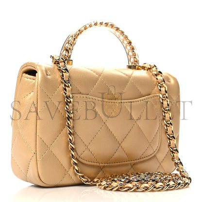 シャネル マスターラムスキン キルティング ミニ レジン トップハンドル レクタンギュラーフラップ ゴールド (19×12×6cm)