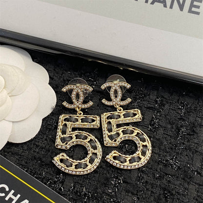 シャネル No.5 レザー ピアス チェーン イヤリング