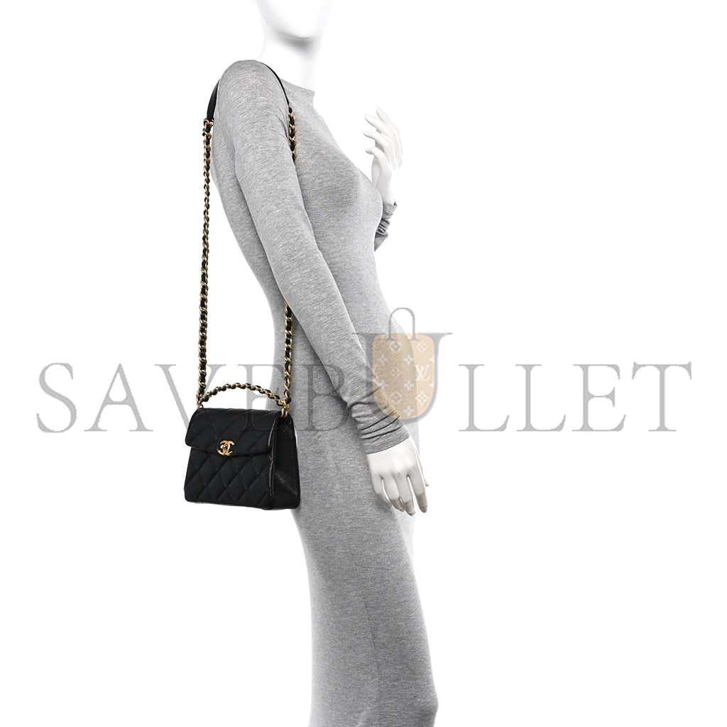 シャネル マスター キャビア キルティング 31 ルー カンボン ミニ トップハンドル フラップ (19×15×7cm)
