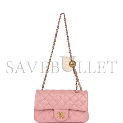 シャネル マスター ラージ ミニ パールエンボス加工 レクタンギュラー フラップ ダークピンク ラムスキン ブラッシュドゴールド金具 (20×13×7cm)