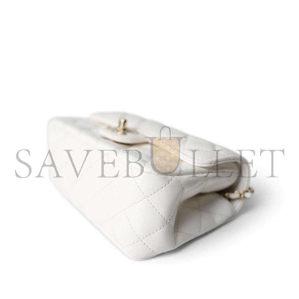 シャネル マスターホワイトクリスタルトップハンドルフラップライトゴールドハードウェア（18×11.5×6.5cm）