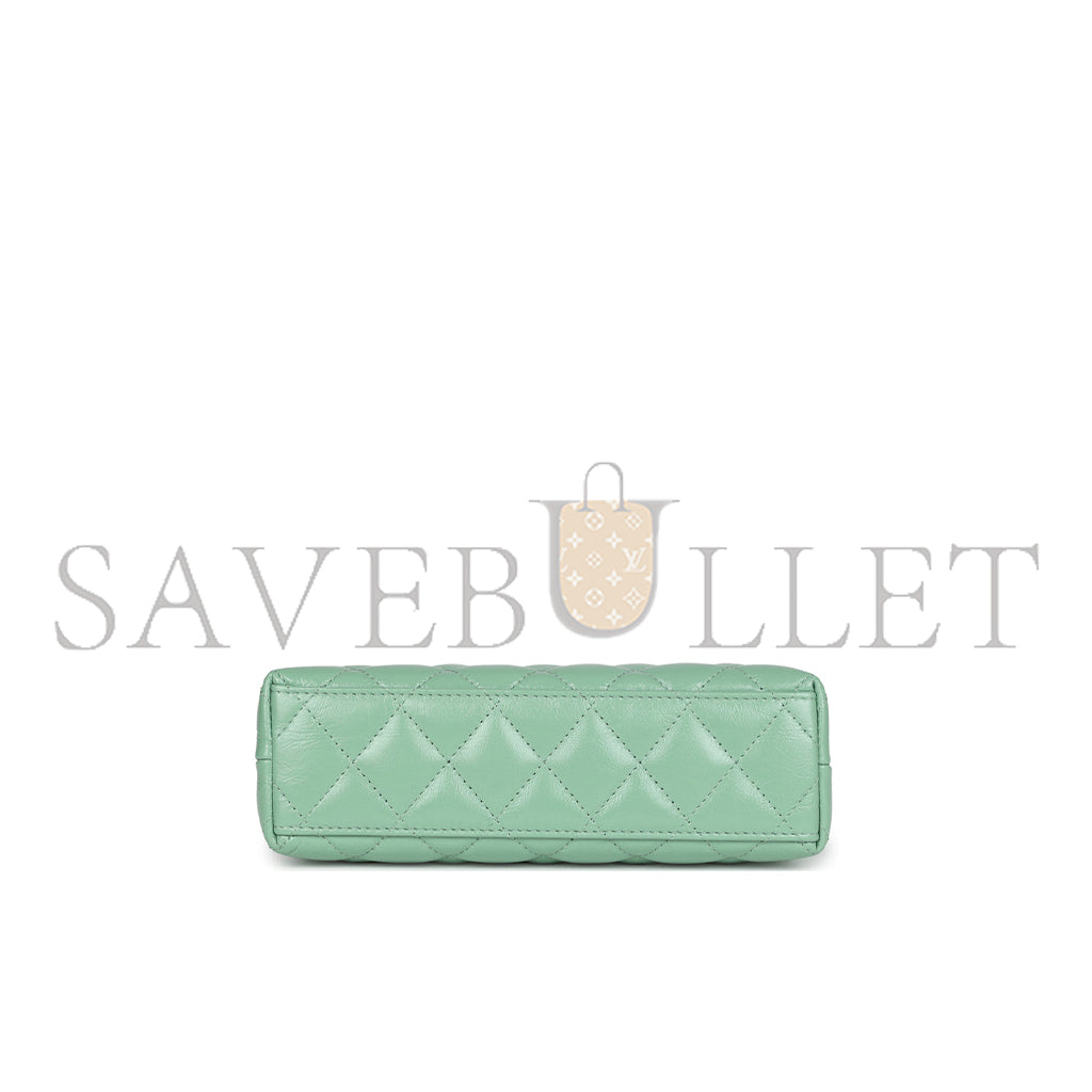 シャネル マスターケリー ショッパー ライトグリーン シャイニーカーフスキン ブラッシュゴールド金具 (19×13×7cm)