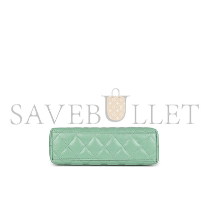 シャネル マスターケリー ショッパー ライトグリーン シャイニーカーフスキン ブラッシュゴールド金具 (19×13×7cm)