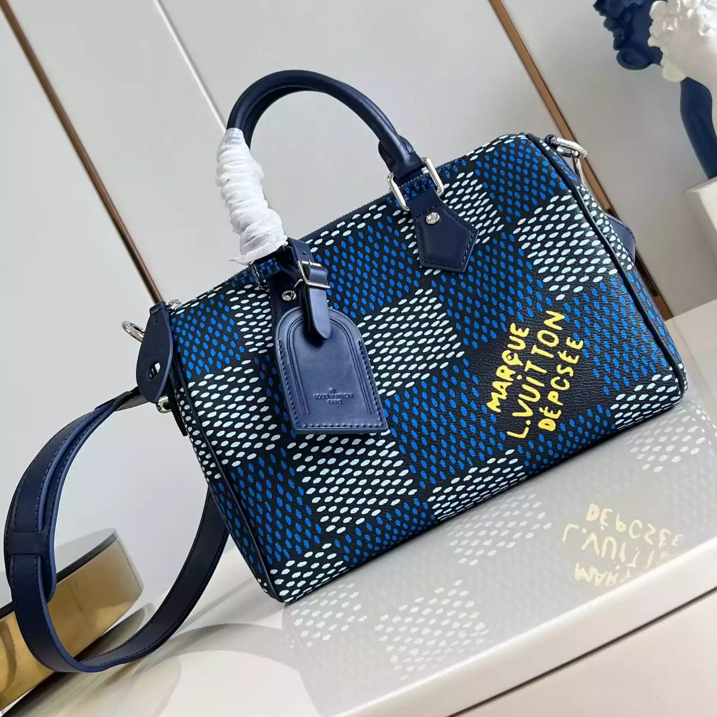 スピーディ 25 バンドリエール ブルー ダミエ ヘリテージ キャンバス N40691 – LW432