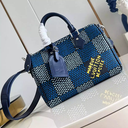 スピーディ 25 バンドリエール ブルー ダミエ ヘリテージ キャンバス N40691 – LW432