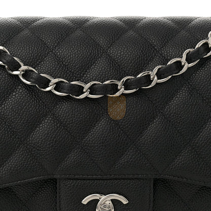 シャネル キャビア キルティング ジャンボ ダブルフラップ ブラック 1633607 (30*20*9cm)