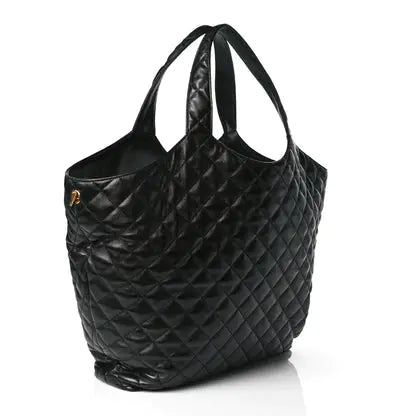 サンローラン ラムスキン キルティング マキシ イケア ショッピングトート ブラック