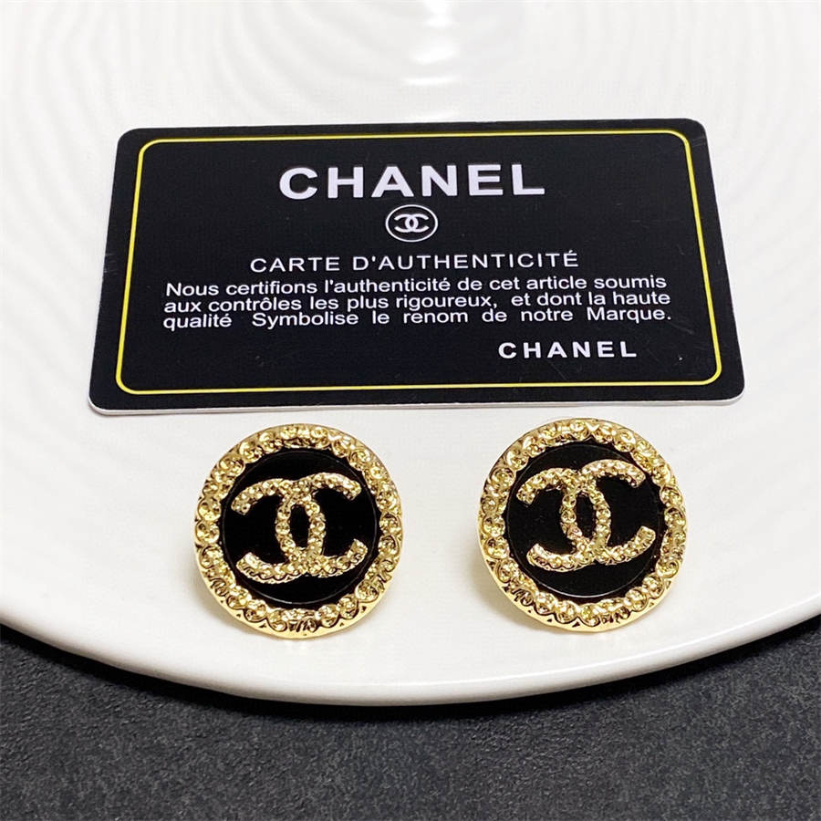 シャネル ミディアム ヴィンテージ ブラック ダブルC レター イヤリング