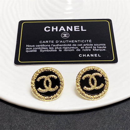 シャネル ミディアム ヴィンテージ ブラック ダブルC レター イヤリング