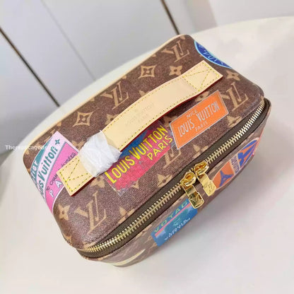 トイレタリーバッグ 2コンパートメント ブラウン モノグラム キャンバス – LW296