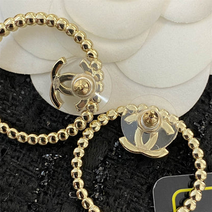 シャネルの大きなサークルパールラインストーンイヤリング