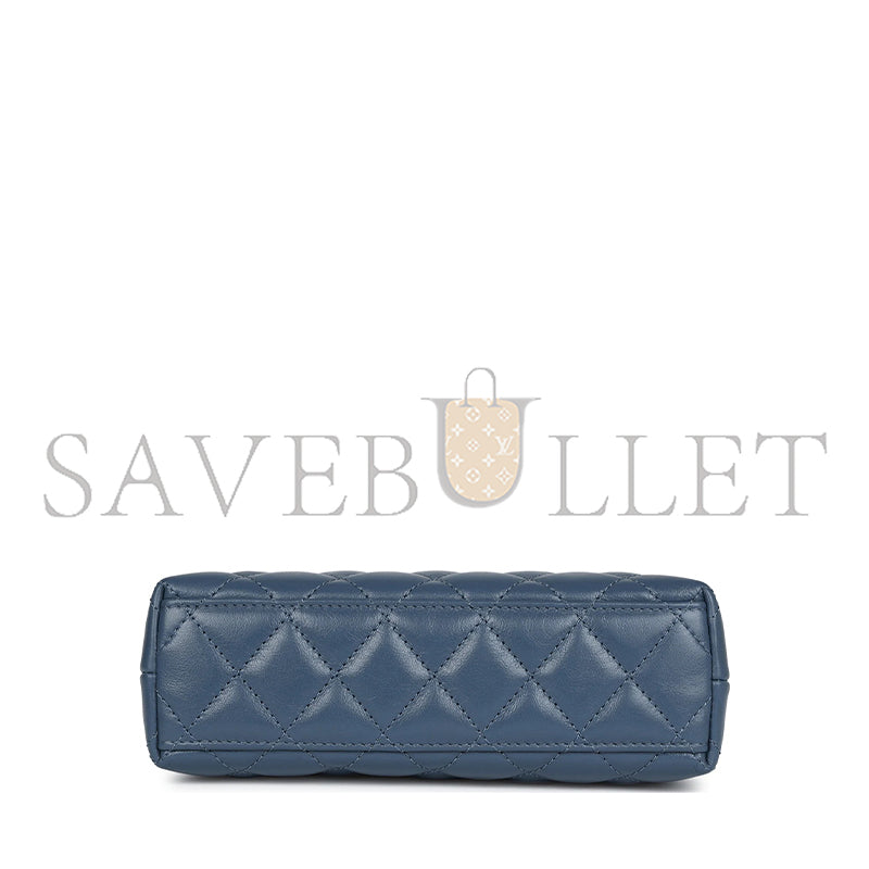 シャネル マスターケリー ショッパー ブルー シャイニーカーフスキン ブラッシュドゴールド金具 AS4416 (19*13*7cm)