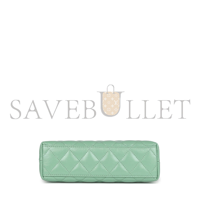 シャネル マスターケリー ショッパー ライトグリーン シャイニーカーフスキン ブラッシュドゴールド金具 AS4416 (19*13*7cm)