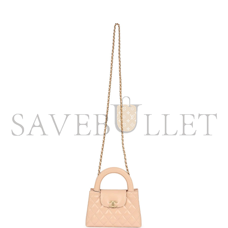 シャネル マスターケリー ショッパー ベージュ シャイニーカーフスキン ブラッシュドゴールド金具 AS4416 (19*13*7cm)