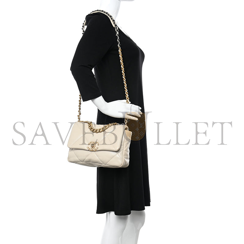 シャネル マスターゴートスキン キルティング ミディアム シャネル 19 フラップ ベージュ (26*16*9cm)