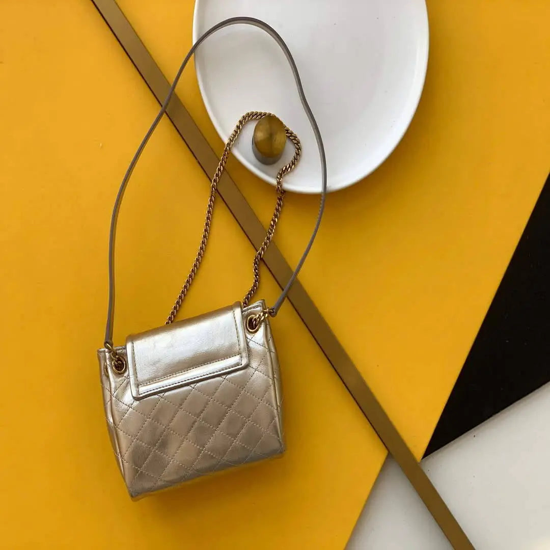 YSL 672738 モノグラム ミニ ノリータ イン ラメ ̈¦ レザー ゴールド