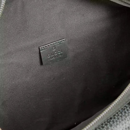 GGジャンボ ラージ ベルトバッグ（グレー＆ブラック GGレザー） – BG078