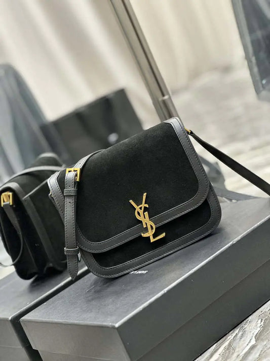 YSL 635025 サンローラン ソルフェリーノ ミディアム ソフトサッチェル スエード＆スムースレザー ブラック
