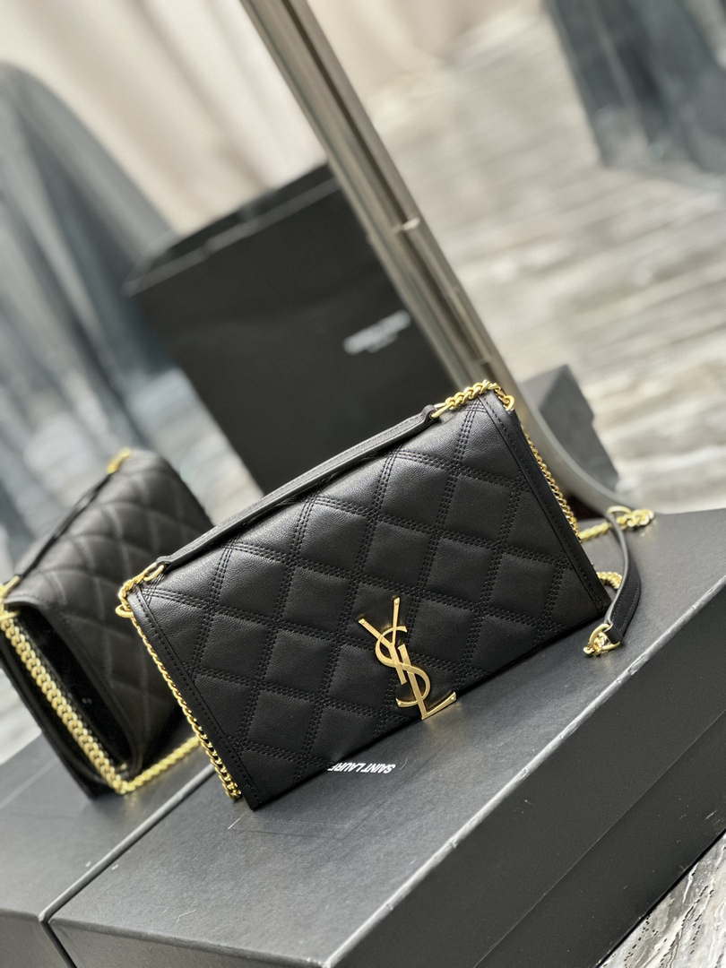 YSL 585031 サンローラン ベッキー チェーンショルダーバッグ レザー ブラック